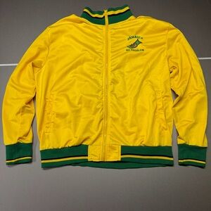 LMS Jamaica No Problem Yellow Green Track Jacket XXL Full Zip Embroidered Logo